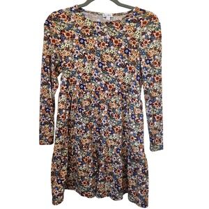 Love Fire Floral Print Long Sleeve Dress Casual Multicolor S/P